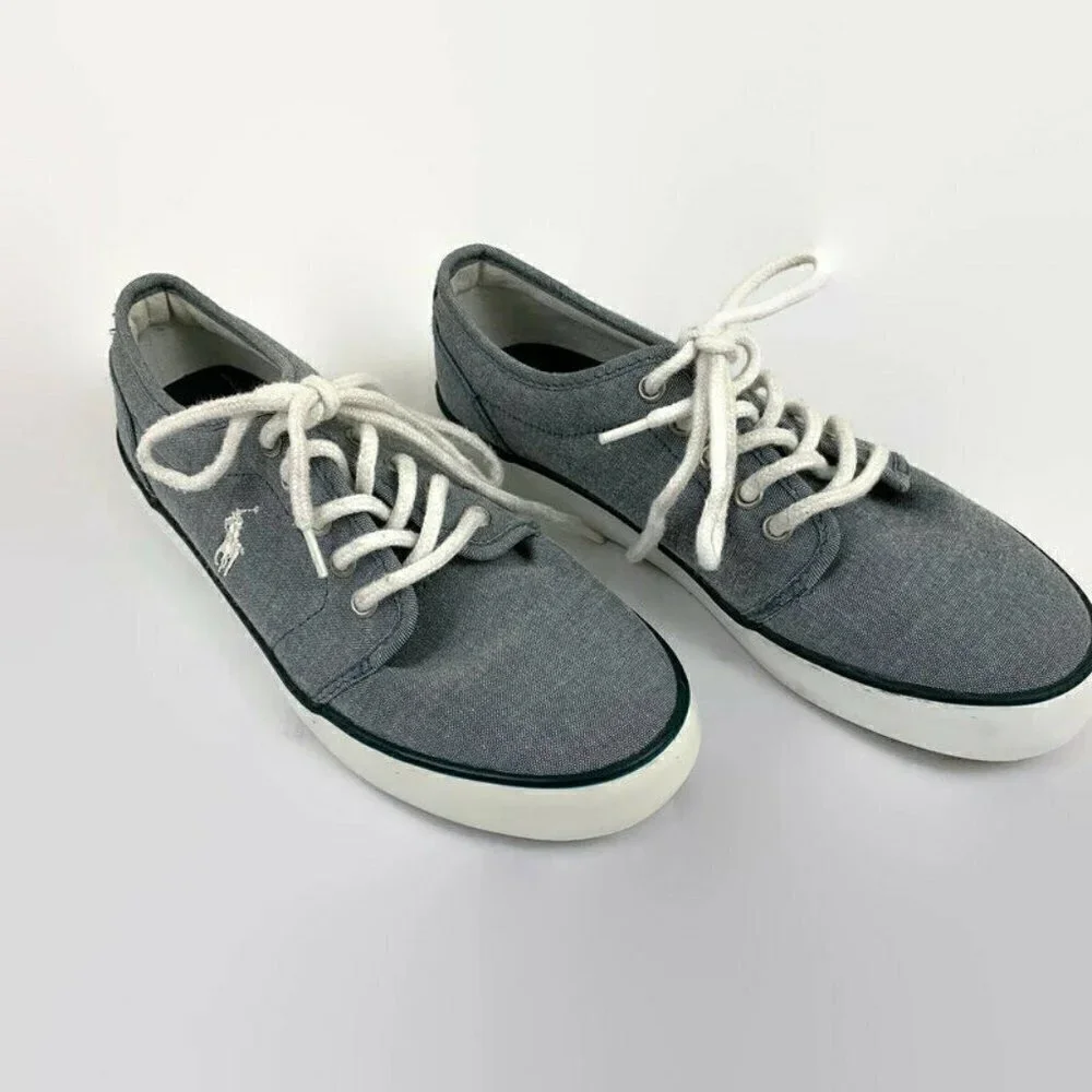 Polo Ralph Lauren Boy's Size 4Y Boat Shoes Lace Up Sneakers Denim Look